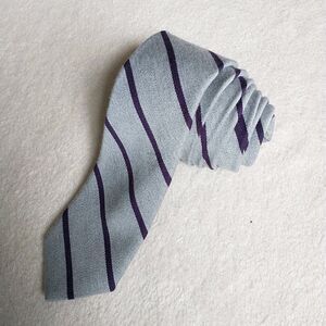 J Crew Necktie Rep Tie Gray Purple Stripe Wool? Skinny 2.75x58"